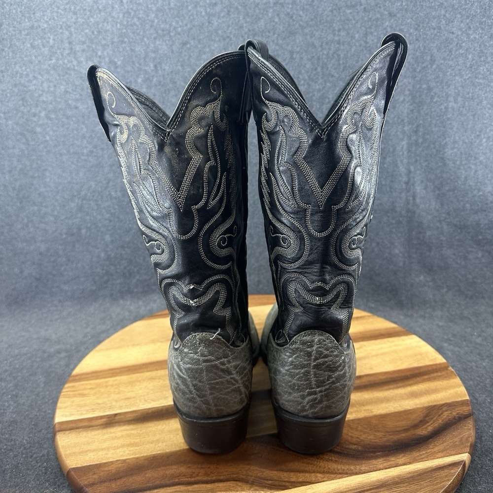 Vintage Dan Post Cowboy Boots 8EW Exotic Safari Print Bullhide Cow Leather Gray - Picture 8 of 16